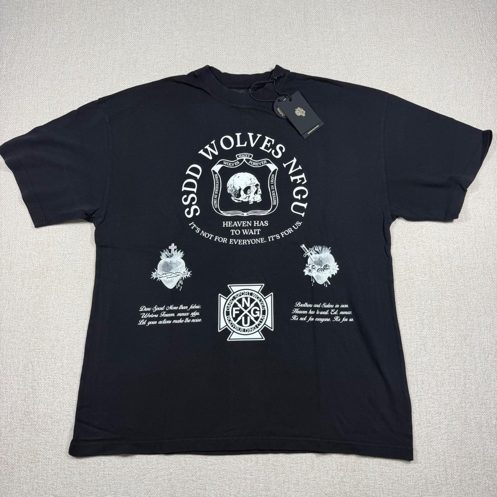 Darc Sport Mens Iron Shield Premium Tee Black Skull Graphic T-Shirt Large NEW
